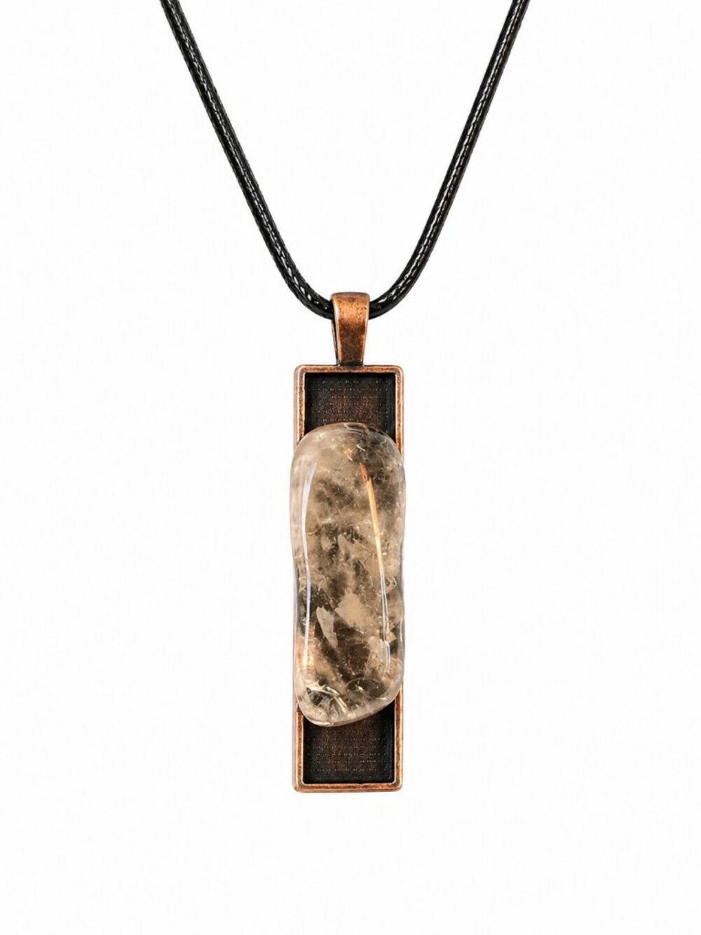Handmade Gemstone Jewelry Smoky Quartz Necklace Leather Cord | Natural Smoky Qua